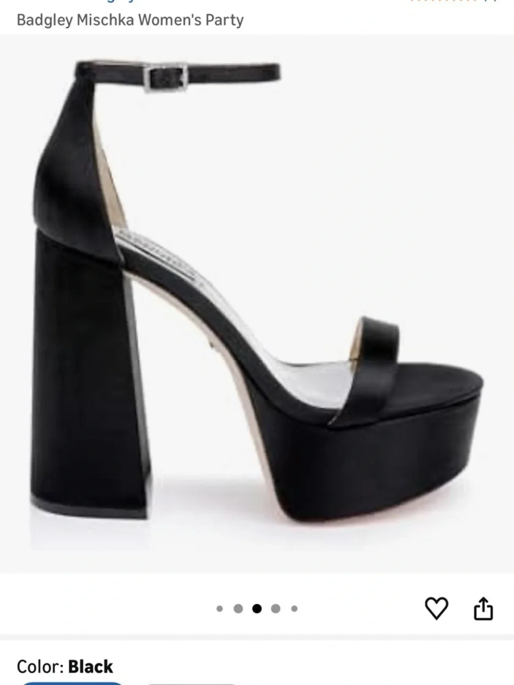 Badgley Mischka Black Satin Party Platform Ankle-Strap Sandal Heel